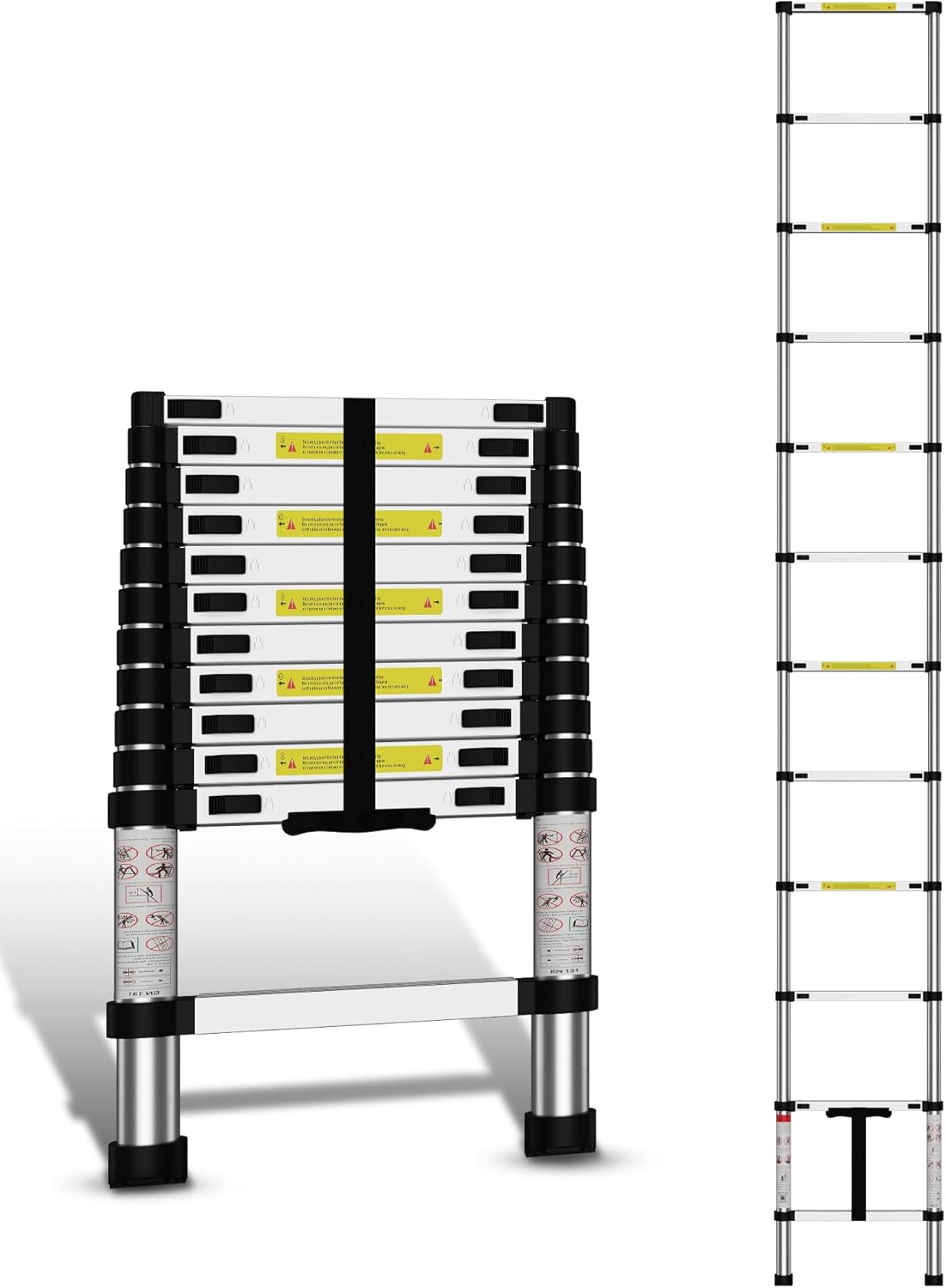 SDOER Telescoping Ladder,14.5 FT Multi-Purpose Collapsible Telescopic Extension Ladders, Aluminum telescoping Ladder for Indoor Or Outdoor, Heavy Duty 330 lbs Load 14.5ft