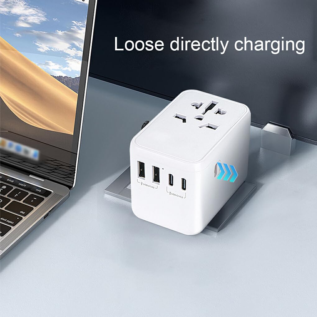 Adaptador de viaje compacto y liviano para todos los dispositivos Adaptador de viaje universal Y cargador de pared para cargador rápido, 28W blanco
