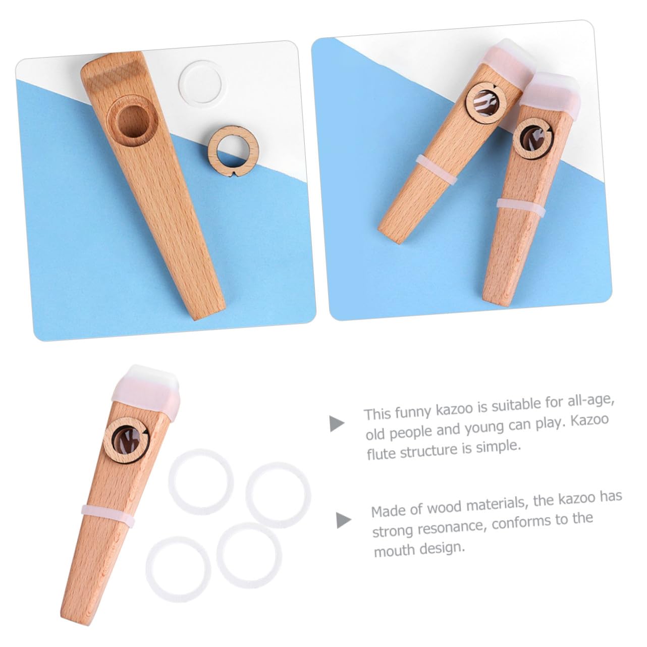 Hemobllo Kazoo Profesional de Madera Pulida Compacto y Portátil Instrumento Fácil de Tocar para Acompañar Guitarra Ukelele Violín y Piano para Iniciación Musical y Entretenimiento