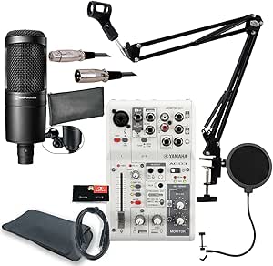 YAMAHA / AG03MK2 WHITE AT2020 PCユーザー向け 配信/DTMセット -AT2020コンデンサーマイク、3mマイクケーブル、ポップブロッカー、アームスタンド、AUXケーブル-