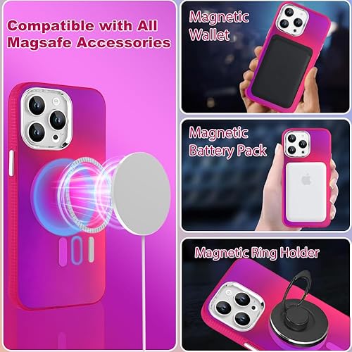 Miniatura 2 de KANGHAR Diseñada para iPhone 15 Pro, funda magnética fluorescente iridiscente láser linda, delgada, para mujeres, hombres y niñas, compatible con la