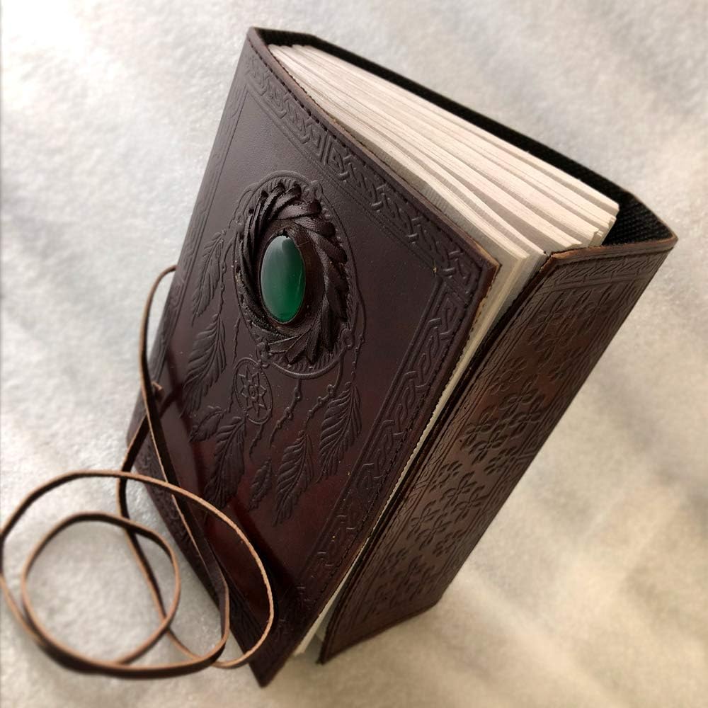 Dream Catcher with Sea Green Embossed Leather Journal and Personal Diary/Organizer/Travel Companion (5 x 7) (Brown))
