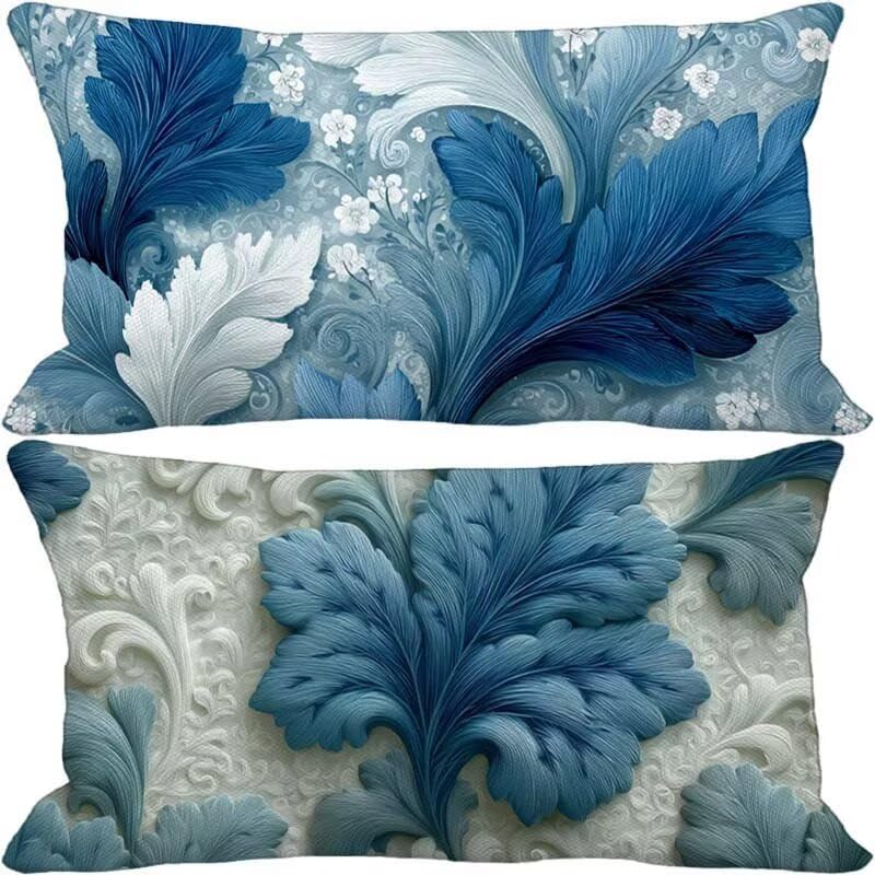 Housses de coussin 40 x 70 bleu imperméables en lin rétro pour l'extérieur