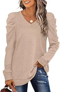 Sponsored You’re seeing this ad based on the product’s relevance to your search query.Learn more about this advertisement XIEERDUO Puff Sleeve Pullover Women's Autumn Sweatshirt Elegant V Neck Long Sleeve Shirt