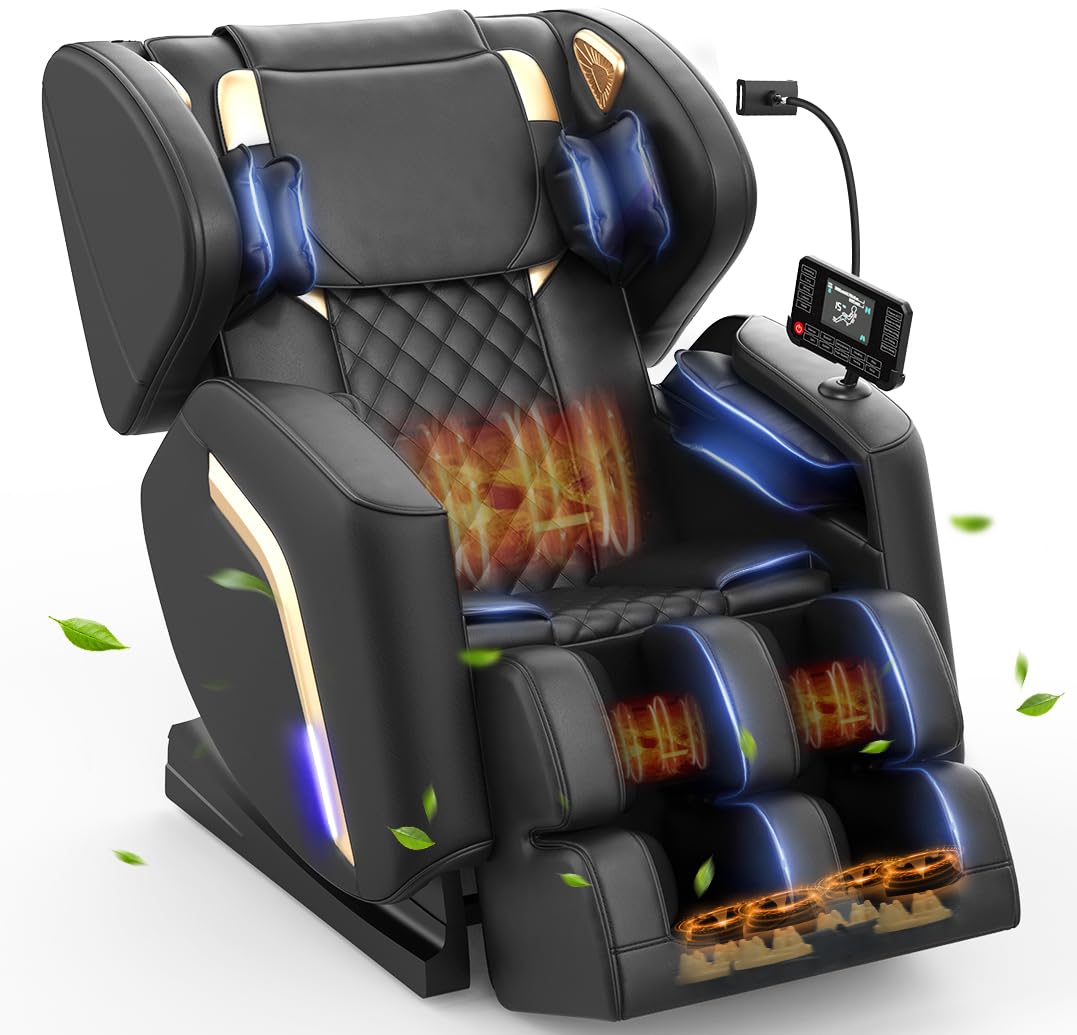Poltrona Massaggiante,Poltrona Reclinabile con Massaggio Completo a 14 Rulli, 9 Airbag, Riscaldamento Gambe e vita,Massaggio ai Piedi, Controllo Tramite Smartphone,Altoparlante Bluetooth