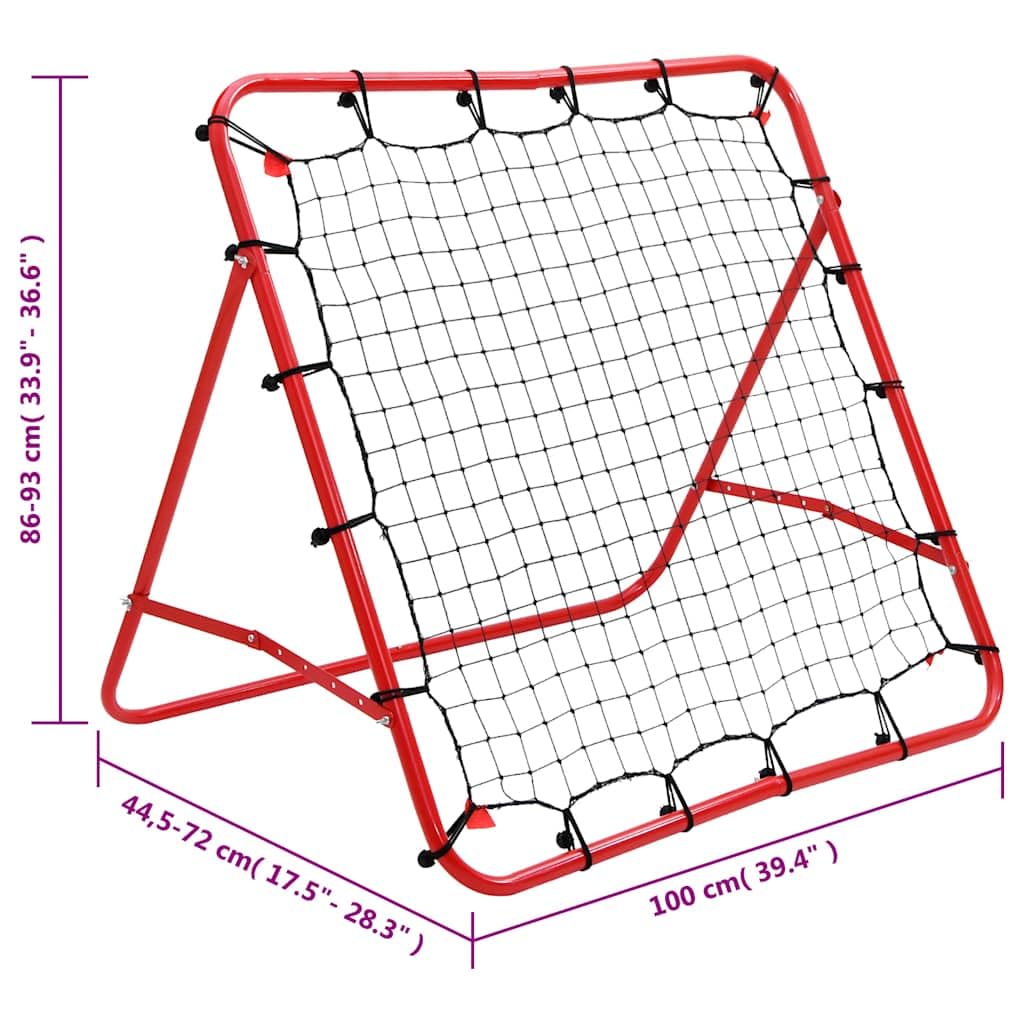 Rebounder de fútbol de 100 x 100 cm, red de rebote con 4 ángulos ajustables, entrenador de fútbol para un entrenamiento preciso de pasaporte y tiro, marco de acero resistente a la intemperie