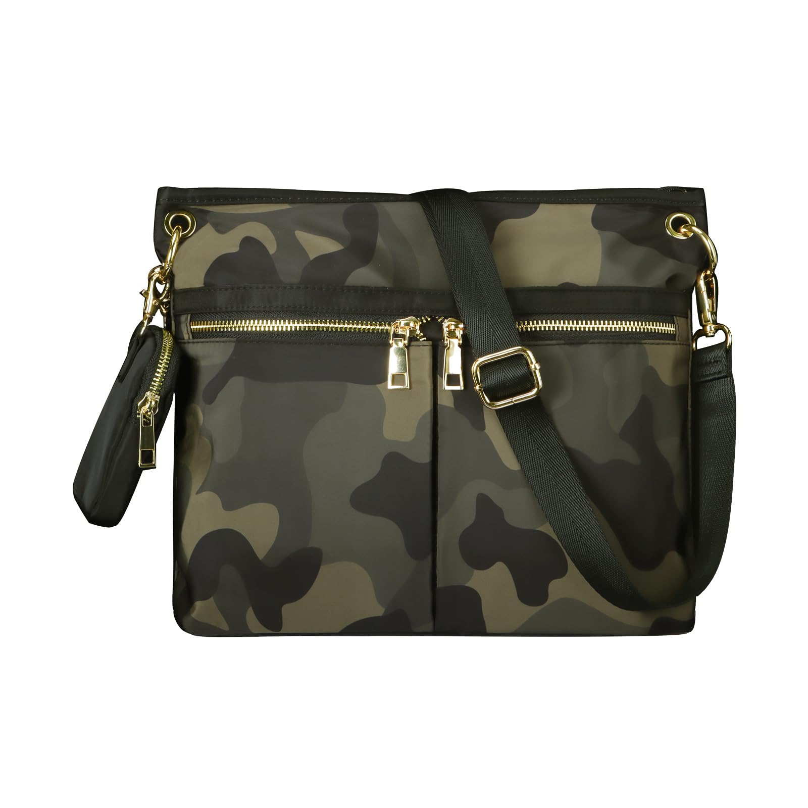 VGOAL Crossbody Bag High Texture Double Zipper Casual Shoulder Womens Bag Nylon Cloth Perforated Messenger Bag