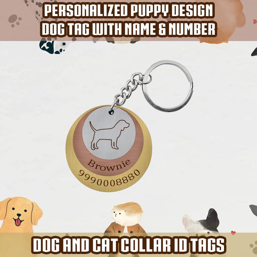 SAVRI Personalized Copper Engraved Pet ID Tag - Name, Owner's