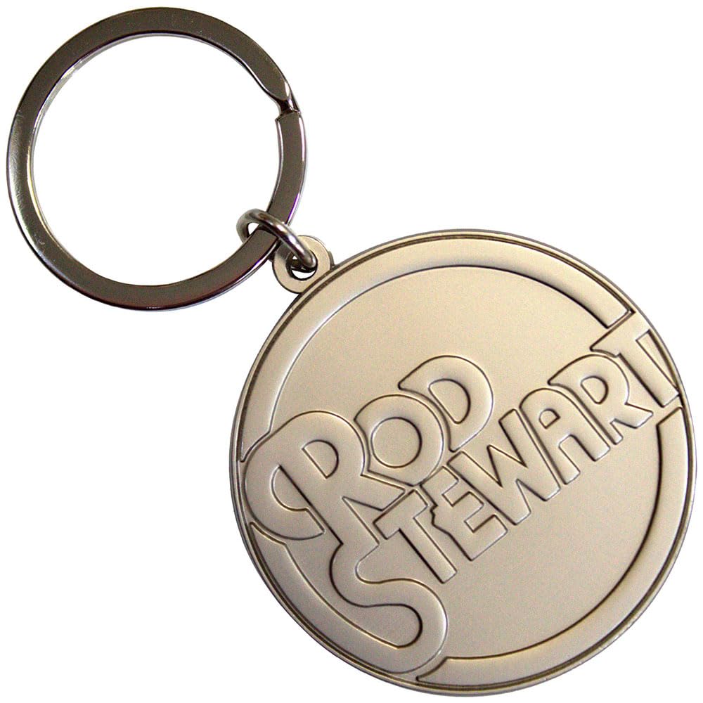 Rock Off Officially Licensed Products Unisex Silver Rod Stewart Stacked Logo Emblem Keyring Keychain One Size