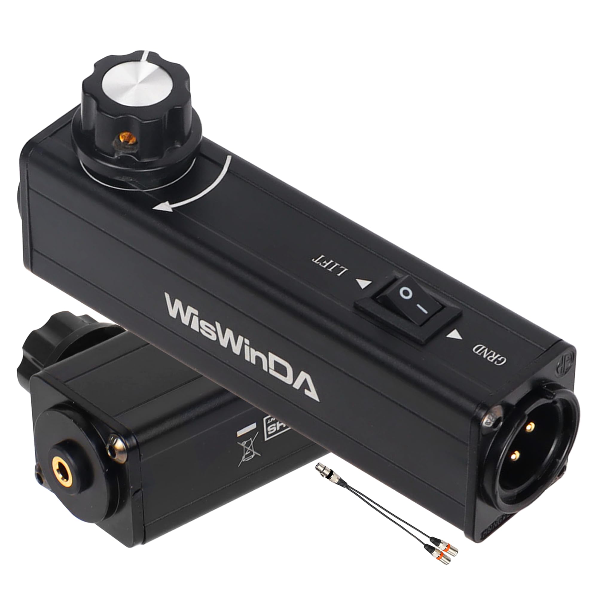 WisWinDa Pro101B AUX to XLR Isolation Box with Volume Controller and Ground Lift Switch Hum Eliminator Box with Extra Y Style Left&Right Channel Cords