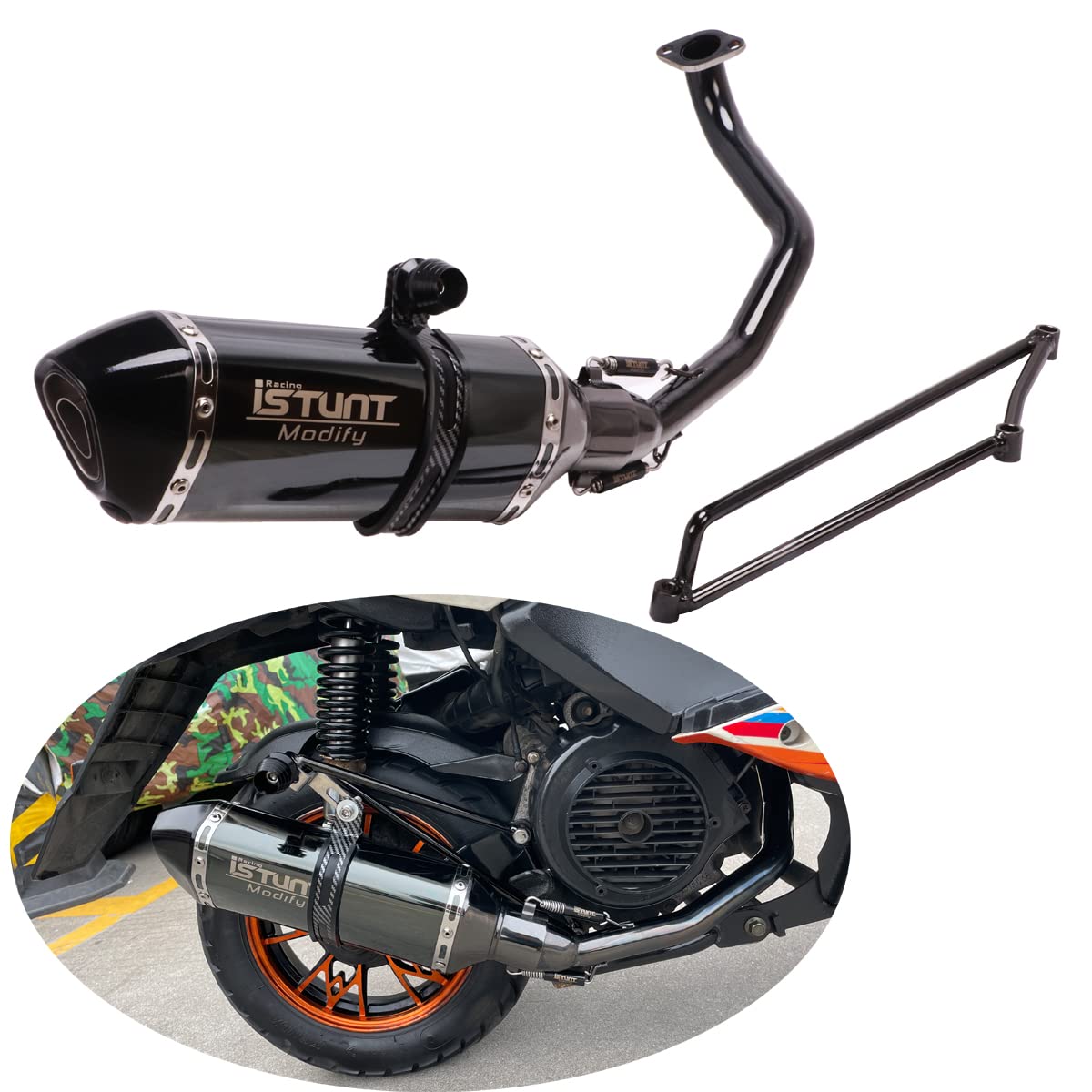 Buy YOSAYUSA Motorcycle Exhaust Pipe Muffler System Midpipe Header