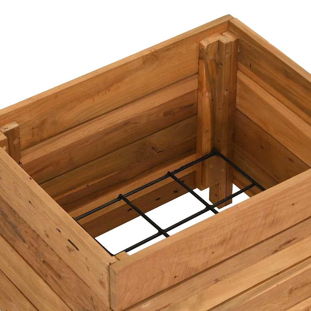 Hochbeet 50x40x38 cm aus recyceltem Teakholz und Stahl mit Ablage für Balkon Garten Terrasse robust wetterfest ideal für Kräuter und Blumen