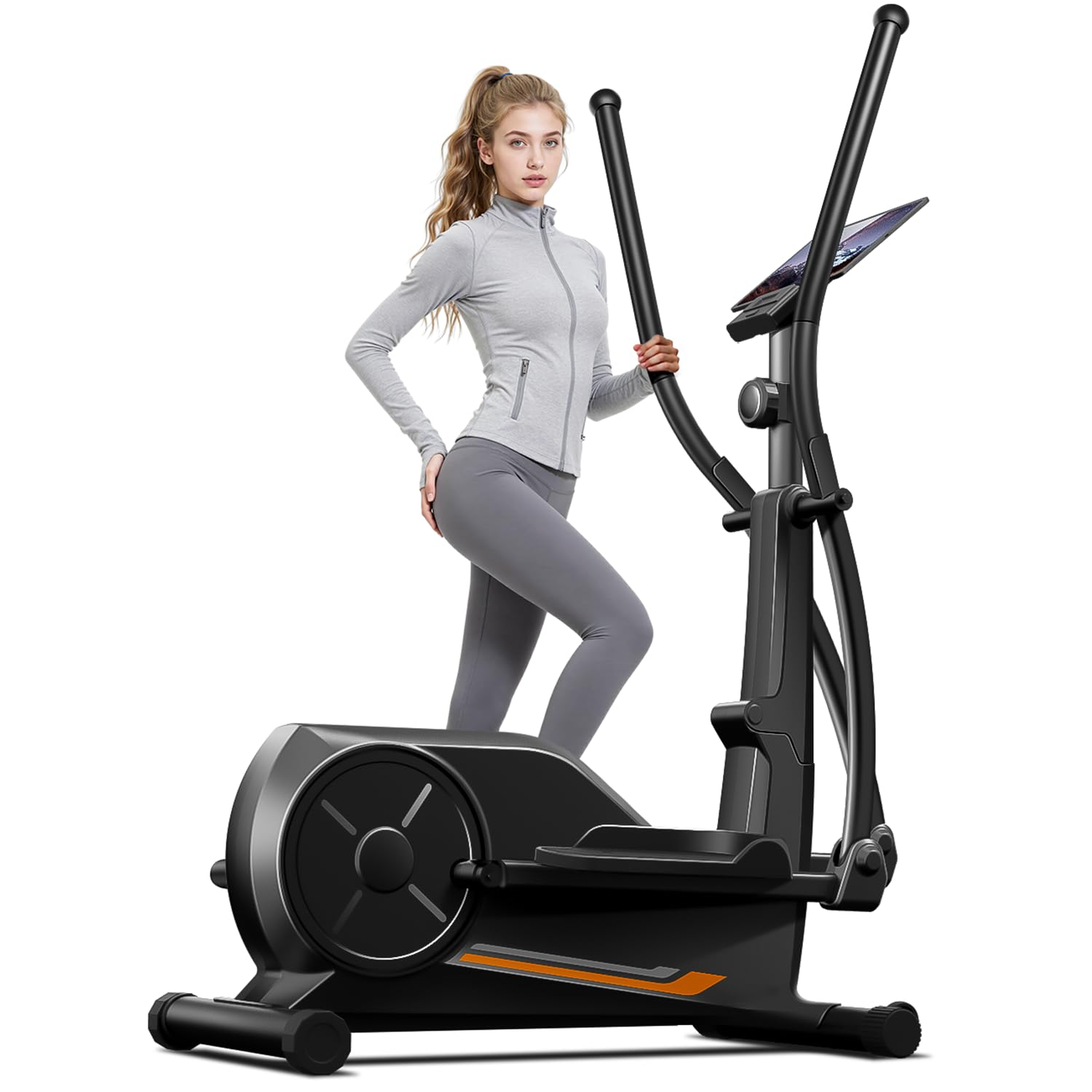 Elliptical Exercise Machine, Elliptical Training Machine for Home with Hyper-Quiet Magnetic Driving System, Elliptical with 12IN Stride & LCD Monitor, 350LBS Weight Capacity