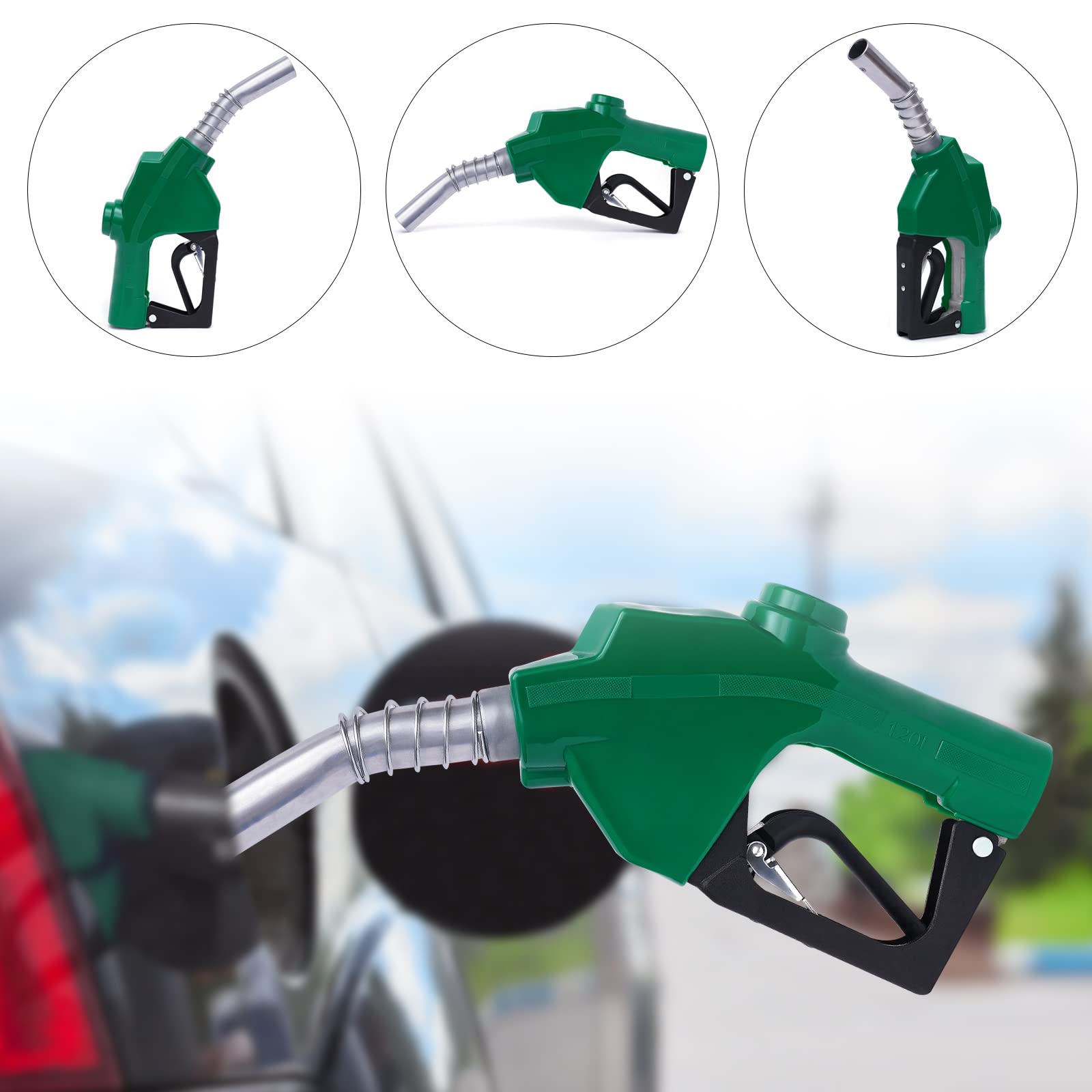 Automatyczny pistolet na olej napędowy, 3-biegowy, regulowany, 120 l/min, dysza do napełniania paliwa do traktorów, ciężarówek, samochodów, morskich