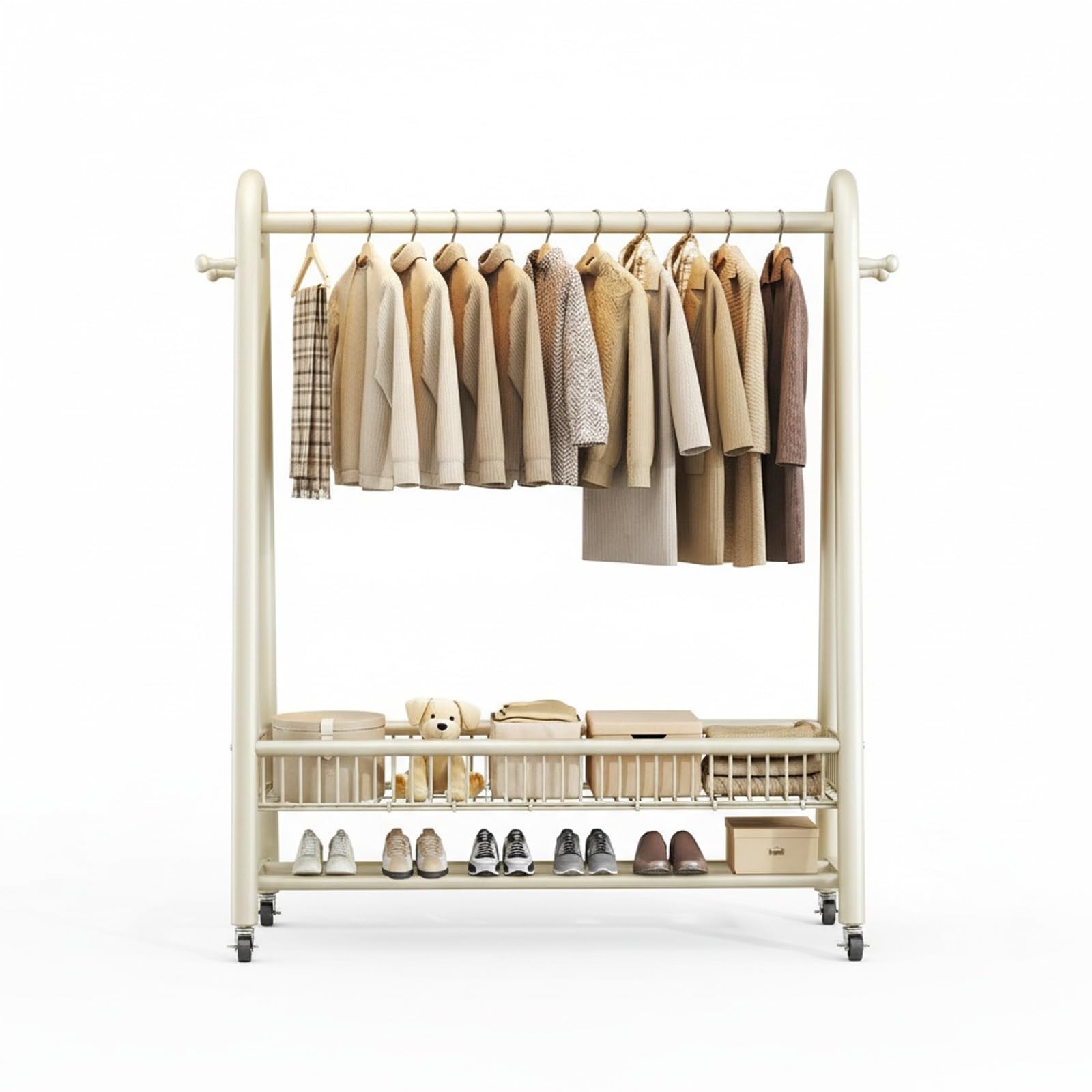 FGXHHS Modern Metal Hall Tree with Coat Rack & Shoe Sto - Multi-functal Entryway nizer for Hallway Living Room (White, 120x40x150 cm)