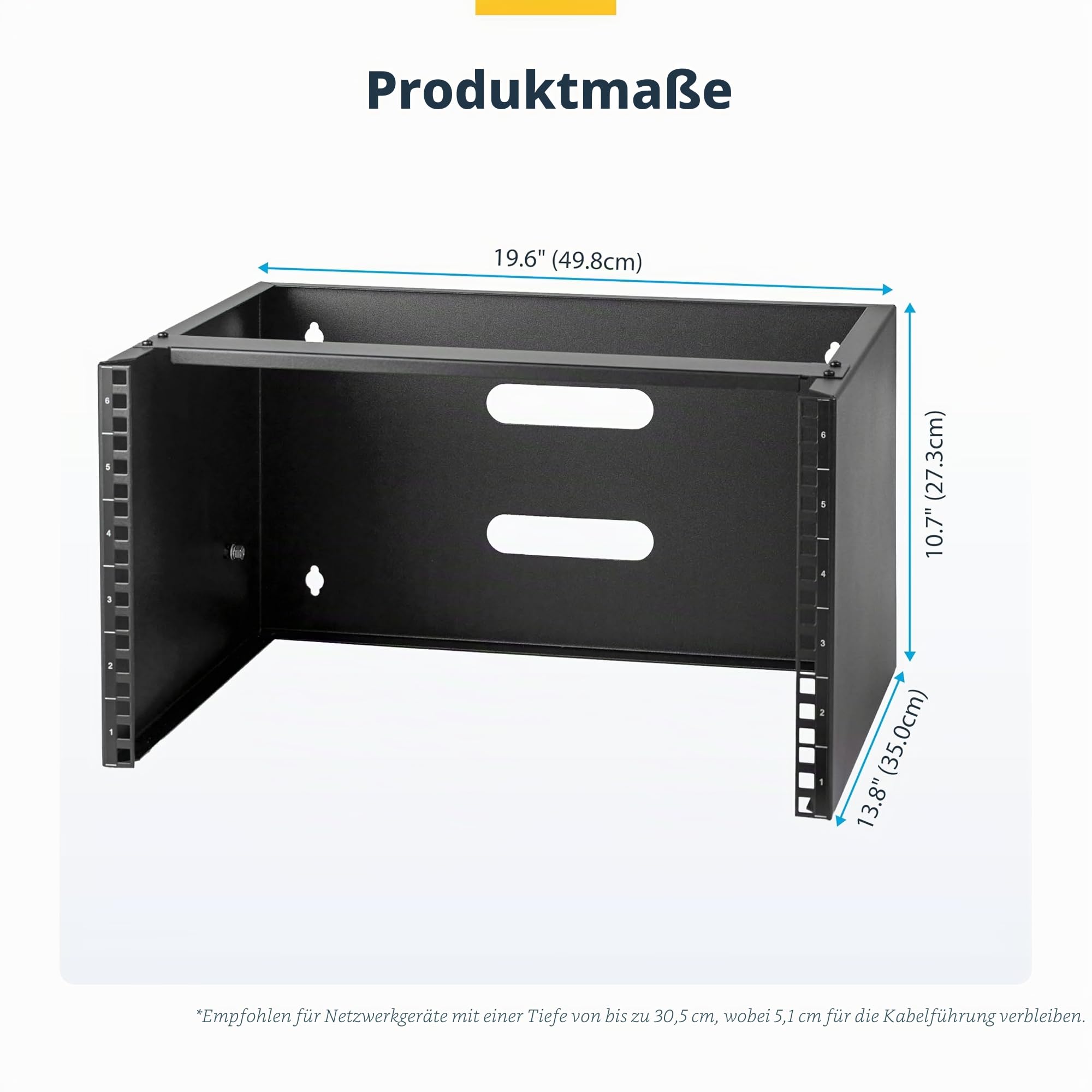 StarTech.com 6HE Netzwerkschrank 19 Zoll 6HE für Wandmontage - 14 Zoll tief - Kleiner Serverschrank/Wand Half Rack - 19" Wandhalterung für Server/IT Geräte - 20kg Belastbarkeit, Schwarz (WALLMOUNT6)
