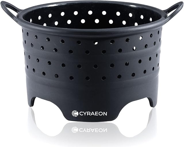 Cyraeon Silicone Steamer Basket, Perfect for Boiling and Steaming. Cook Vegetables, Pasta, Potatoes, Heat Resistant, Vegetable Basket, 18CM, Instant Pot Accessories, Pressure Cooker Accessories.