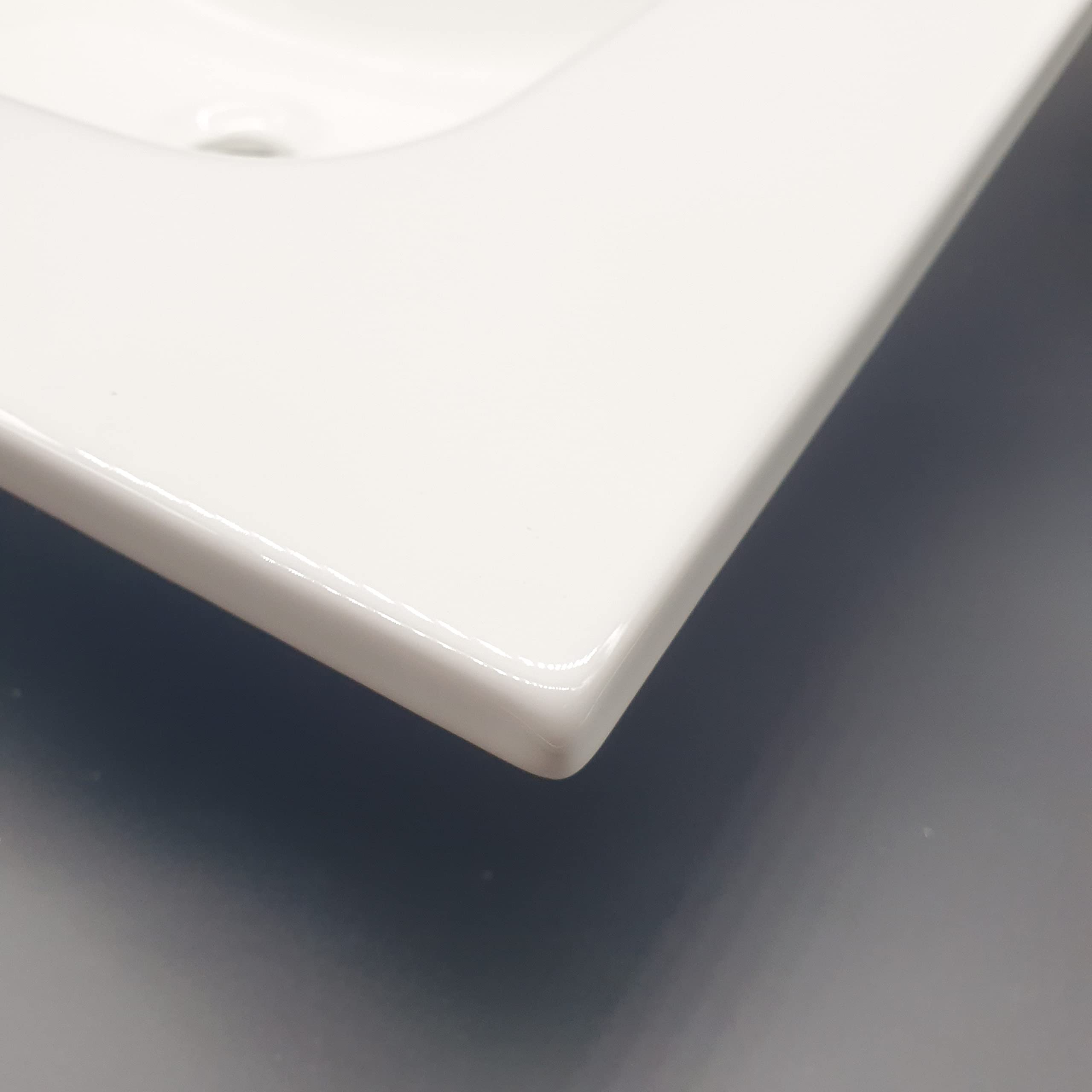 NORBE Lavabo ad Incasso (80x46 cm) in Ceramica | Lavandino Design Moderno vasca rettangolare | Finitura Bianco Lucido | Lavamani senza Piletta| Bacinella Sanitari Bagno (81 x 46,5 X 1,8 cm)