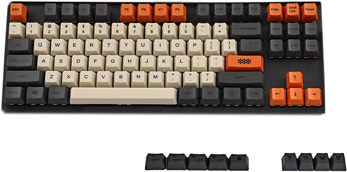 Carbon Dye Sub 108 87 61 Key Mac Keys Thick PBT OEM Profile Keycap for Standard 104 TKL 60% MX Switches Keyboard (Only Keycap) (87 Plus Mac)