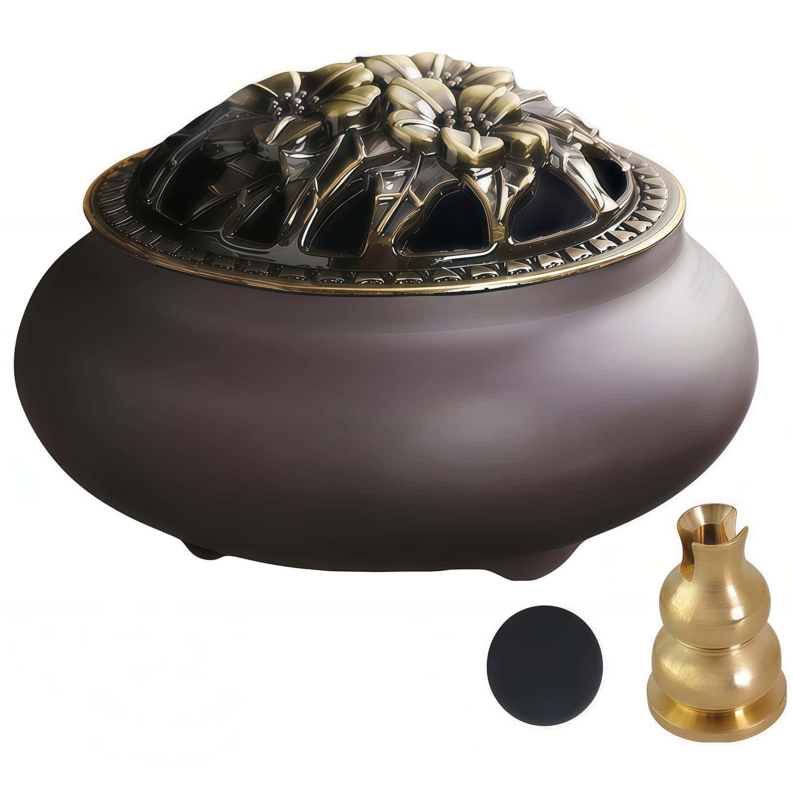 buuyyaa Incense Burner, Ceramic, Stylish, with Lid, Simple, Flame Retardant Cotton and Incense Holder, Compatible with Cones and Sticks Incense, Easy to Clean (Lotus Lid) : Home & Kitchen