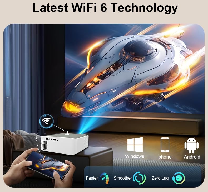 Image of AUN MAHAA Smart Projector 4K Ultra HD, 14000 Lumen, 1080p Native, Android 11, Wi-Fi, Supports Net - Flix, YouTube, Prime, Hotstar & More, Electric Focus, HDMI, High Brightness AUN Projector for Room