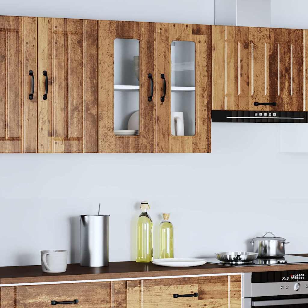 vidaXL Küchen-Hängeschrank mit Glastür Kalmar Altholz-Optik Holzwerkstoff