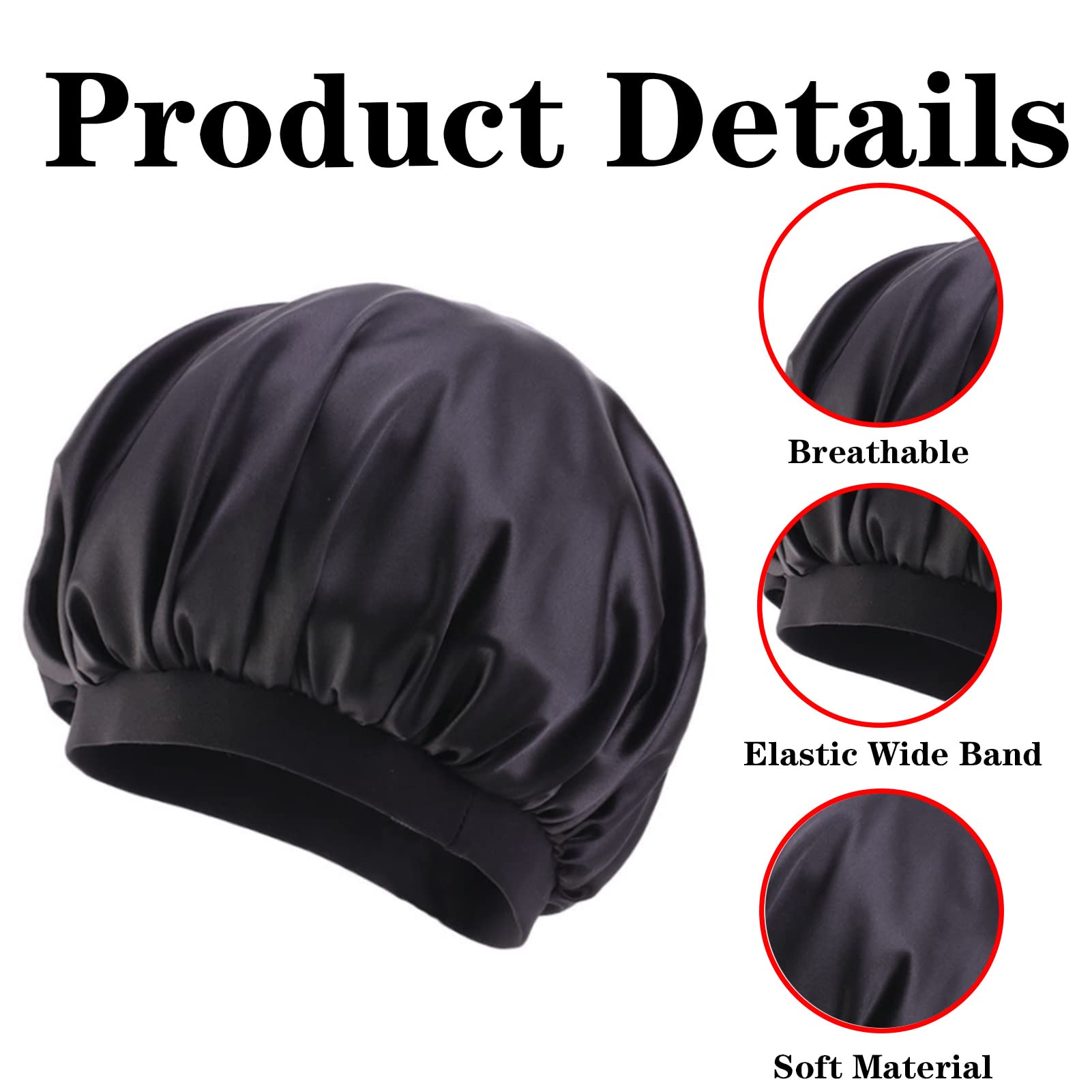 Berretto Da Notte In Raso Per Capelli - Cuffia Morbida Con Elastico Comodo Per Dormire E Trucco