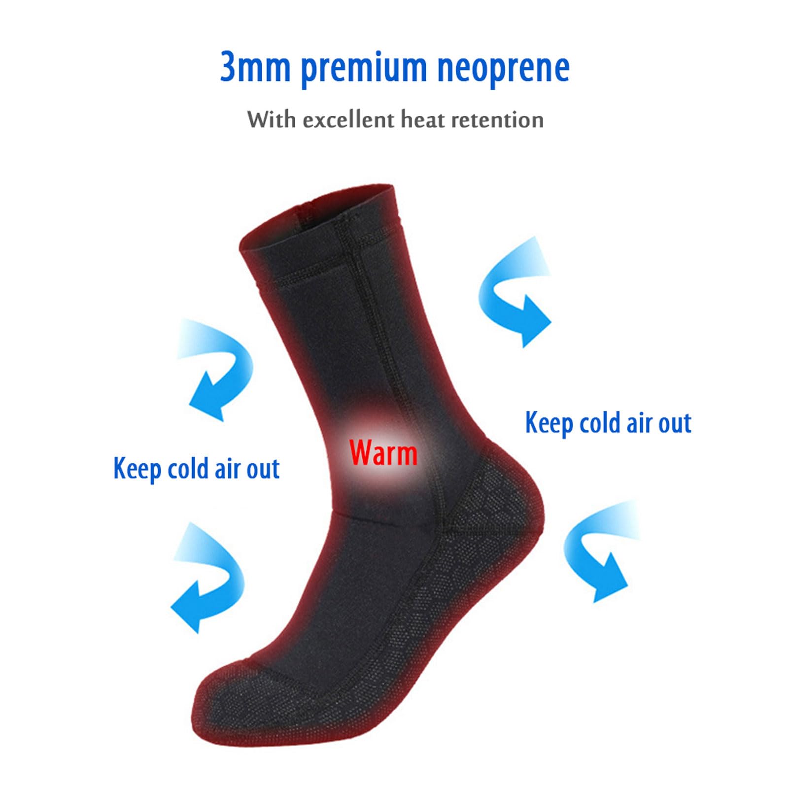 3mm Neoprene Non Slip Beach Rafting Water Sports Socks for Snorkeling Surfing Kayaking (S)