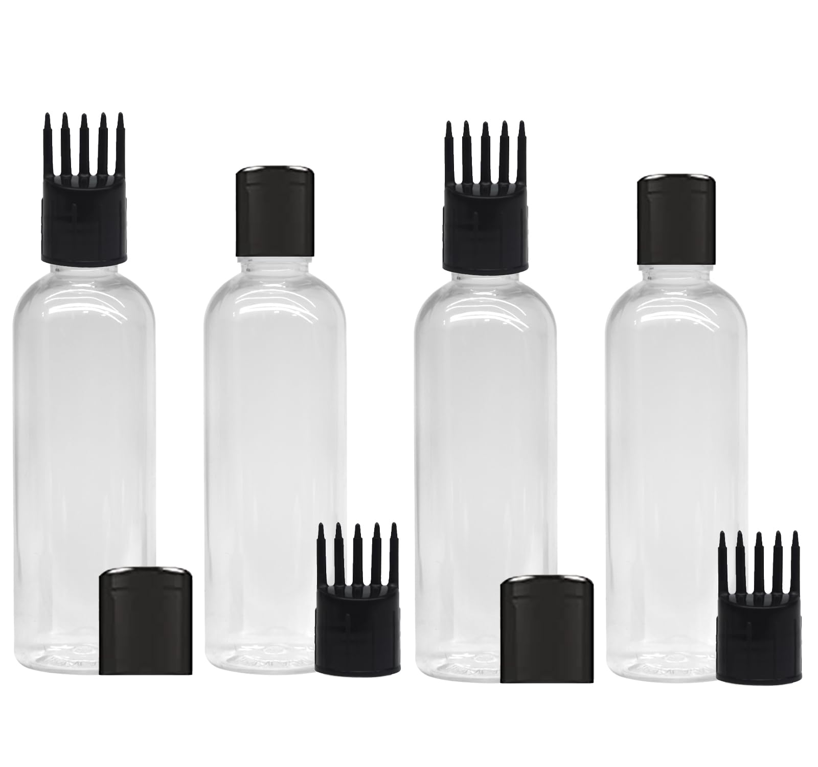 ERZA Hair Root Applicator Bottle For Applying Hair Oil Shampoo and Medicine, Oil Applicator Bottle For Scalp, 100ml Applicator Hair Root Bottle, Transparent Bottle, Black Cap, Pack of 8-image-9