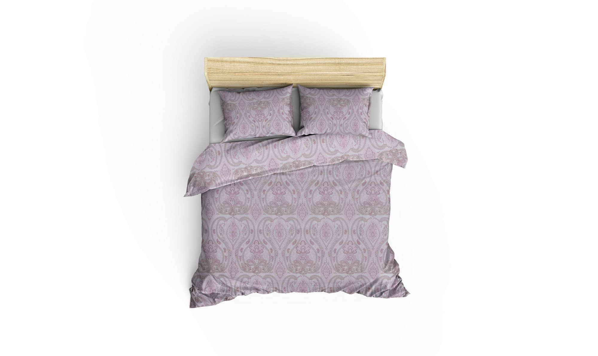 OJOS Ranforce - Juego de Funda nórdica Doble de 220 x 220 cm, Suave Ropa de Cama, Funda de edredón de algodón, Fundas de Almohada (Rosa, Blanco)