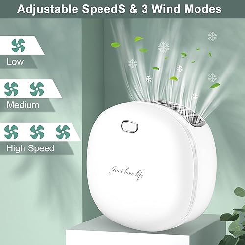 Miniatura 4 de BINWO Mini ventilador de mano con cordón, ventilador de collar recargable por USB, ventilador portátil personal ajustable de velocidad para niños y