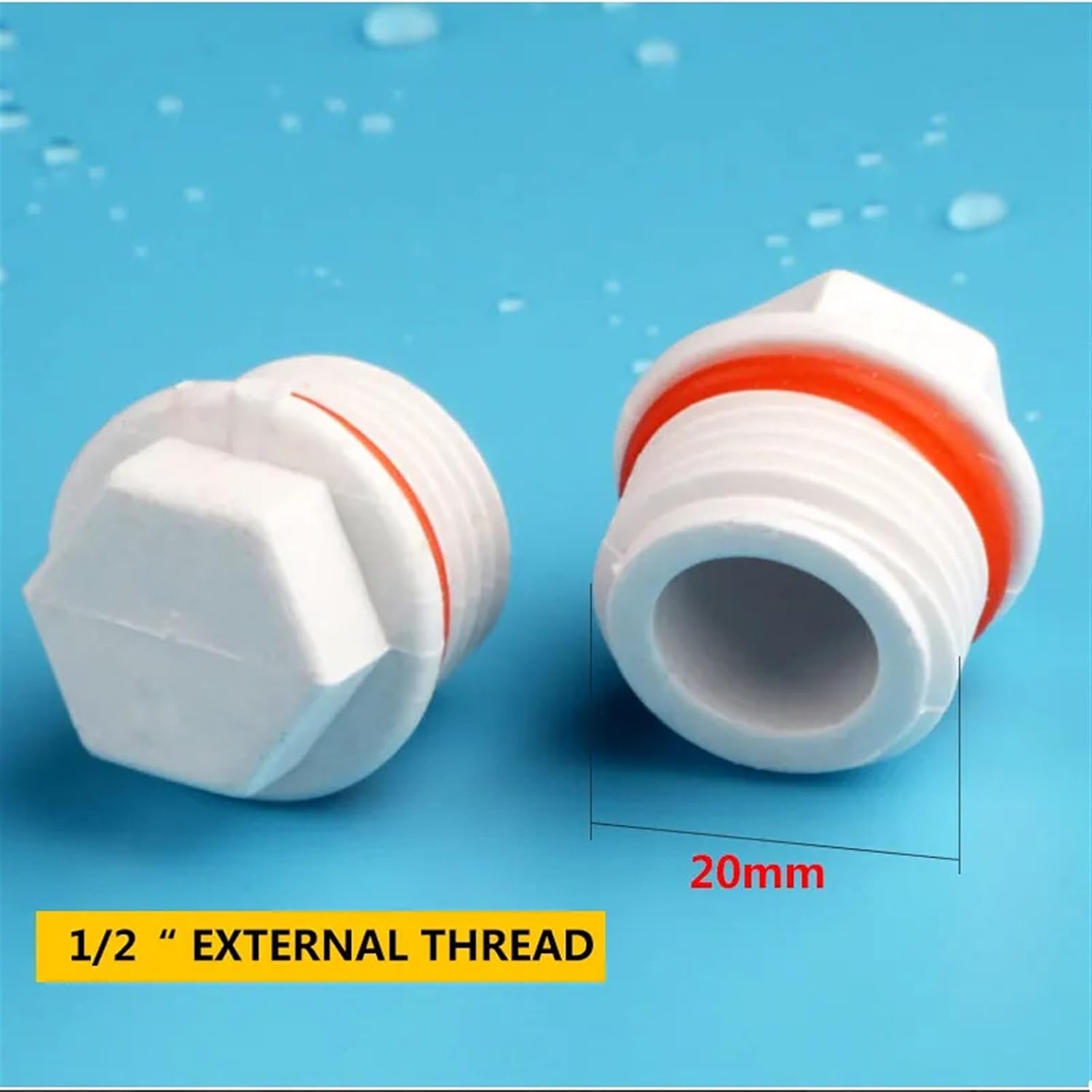 1/2 Inch Male Thread Plastic PVC Pipe European Standard Screw Fitting Tube End Caps Plumbing Accessories Diameter 20MM 1pcs