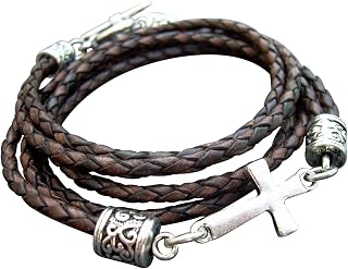 Handmade Braided Leather Bracelet – Antique Brown Mens Bracelet with Filigreed Magnetic Clasp for Easy Wear - 6,7, 7.5,8,8.5 inch