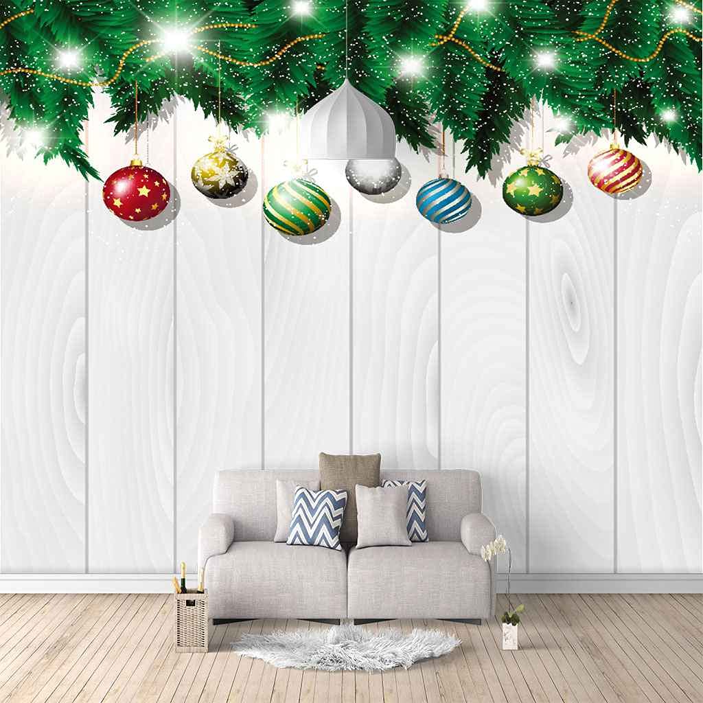 Papier peint panoramique 3D auto-adhésif de Noël, poster géant mural DIY multicolore 350x256 cm