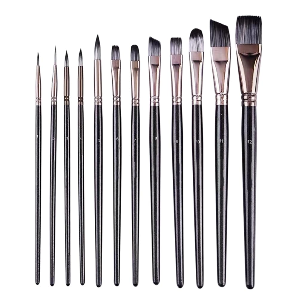 Jnchdghwa For Watercolor, Acrylic, Gouache, Oil Compatible 12pcs for Versatile Media Painting Artist Paint Brush Set Ideal