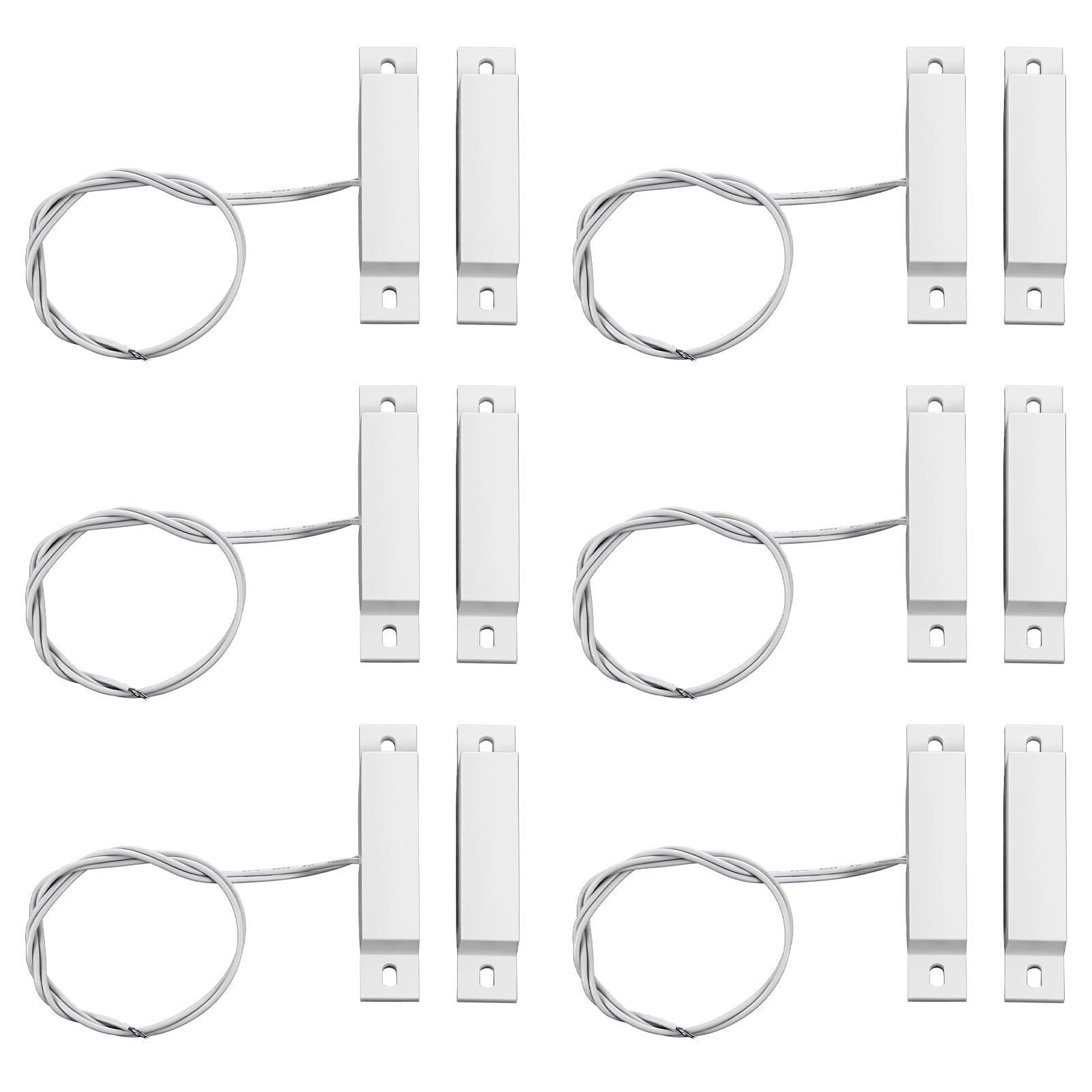Photo 1 of 6 Sets Magnetic Reed Switch MC-32 NC Surface Mount Wired Security Door Window Alarm Door Window Contact Sensor for Home Security Burglar Alarm Systems (White)