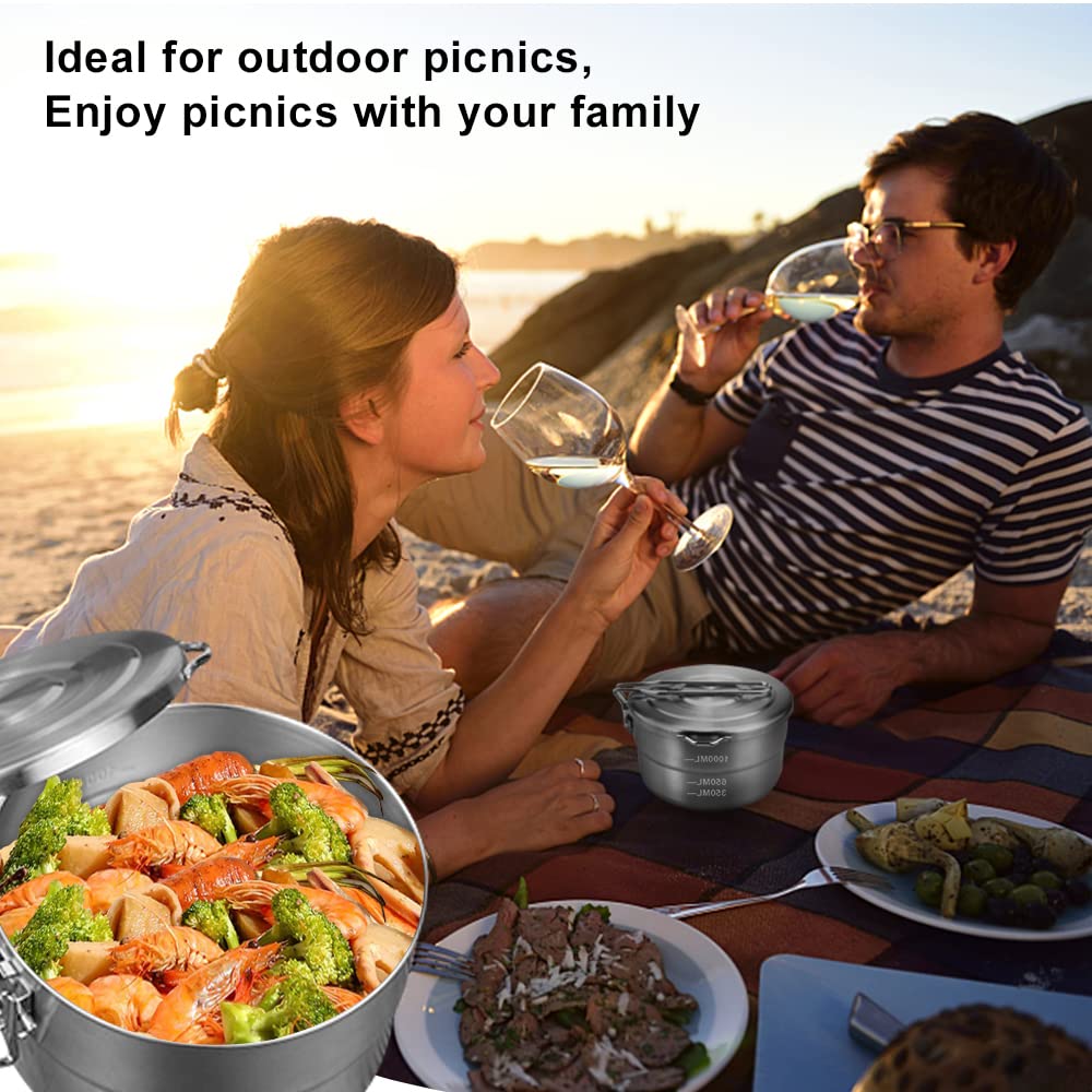 Pentola Da Campeggio Acciaio Inox 1.5L BNGXR - Con Coperchio E Maniglia Pieghevole, Per Escursionismo - Foto 8