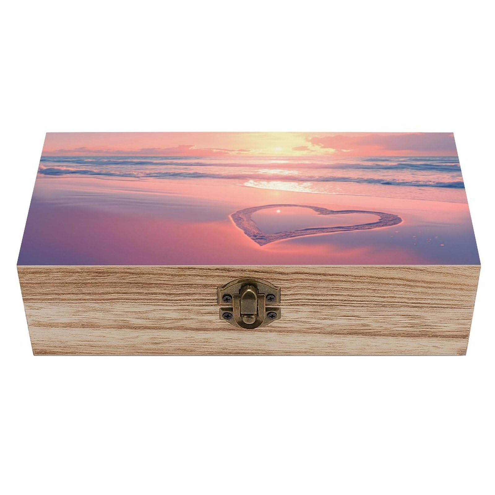 asbwuo Romantic Beach Vintage Wooden Keepsake Box