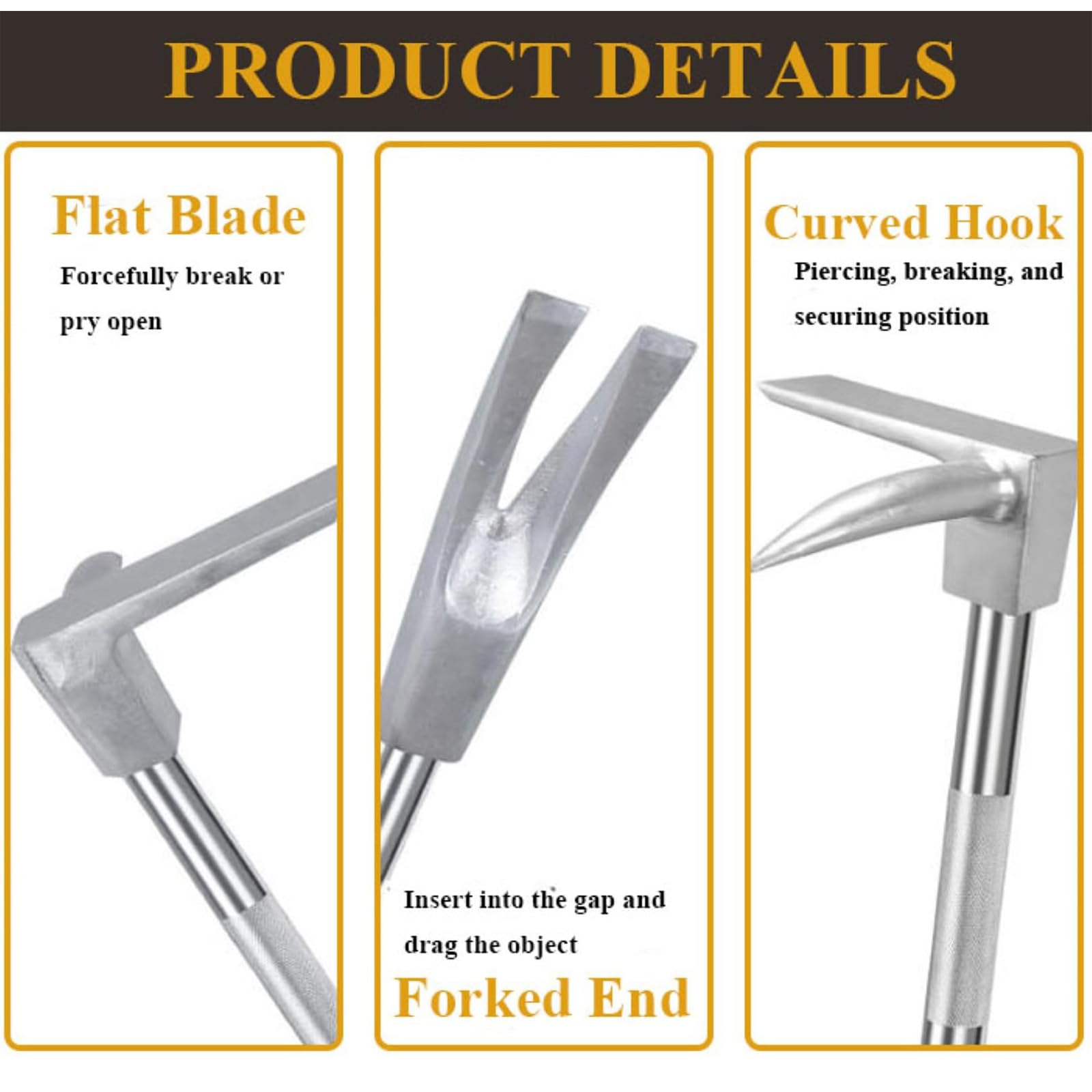Herramienta Halligan Bar, Extractor De Clavos De Acero Forjado De Alta Resistencia Con Cabeza De Hacha 3 En 1 Y Horquilla De Punta - Palanca De Demolición Multifuncional Para Rescate Y Trabajo 610mm