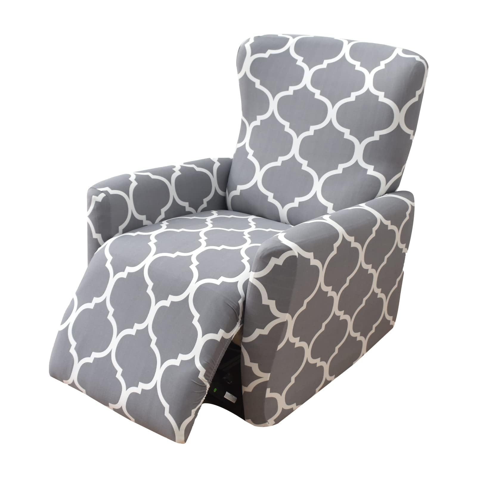 CRFATOP Stretch Recliner Cover 4-Pieces 1 Seat Recliner Chair Slipcovers Printed Fallon Collection Slipcover Recliner Lazy Boy Furniture Protector for