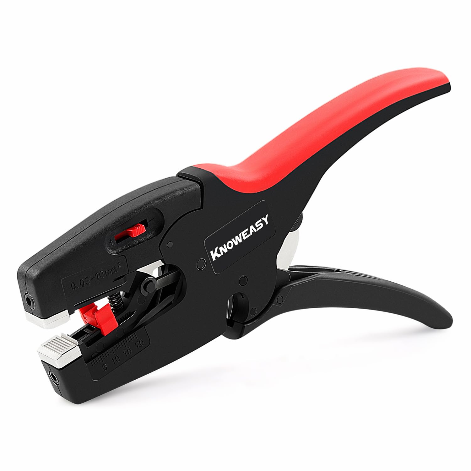 Knoweasy Pelacables mejorado: 2 en 1, alicates y cortador de cables resistentes para 32-7 AWG (0,03 mm²-10 mm²), herramienta esencial para pelar y cortar para profesionales y entusiastas del bricolaje