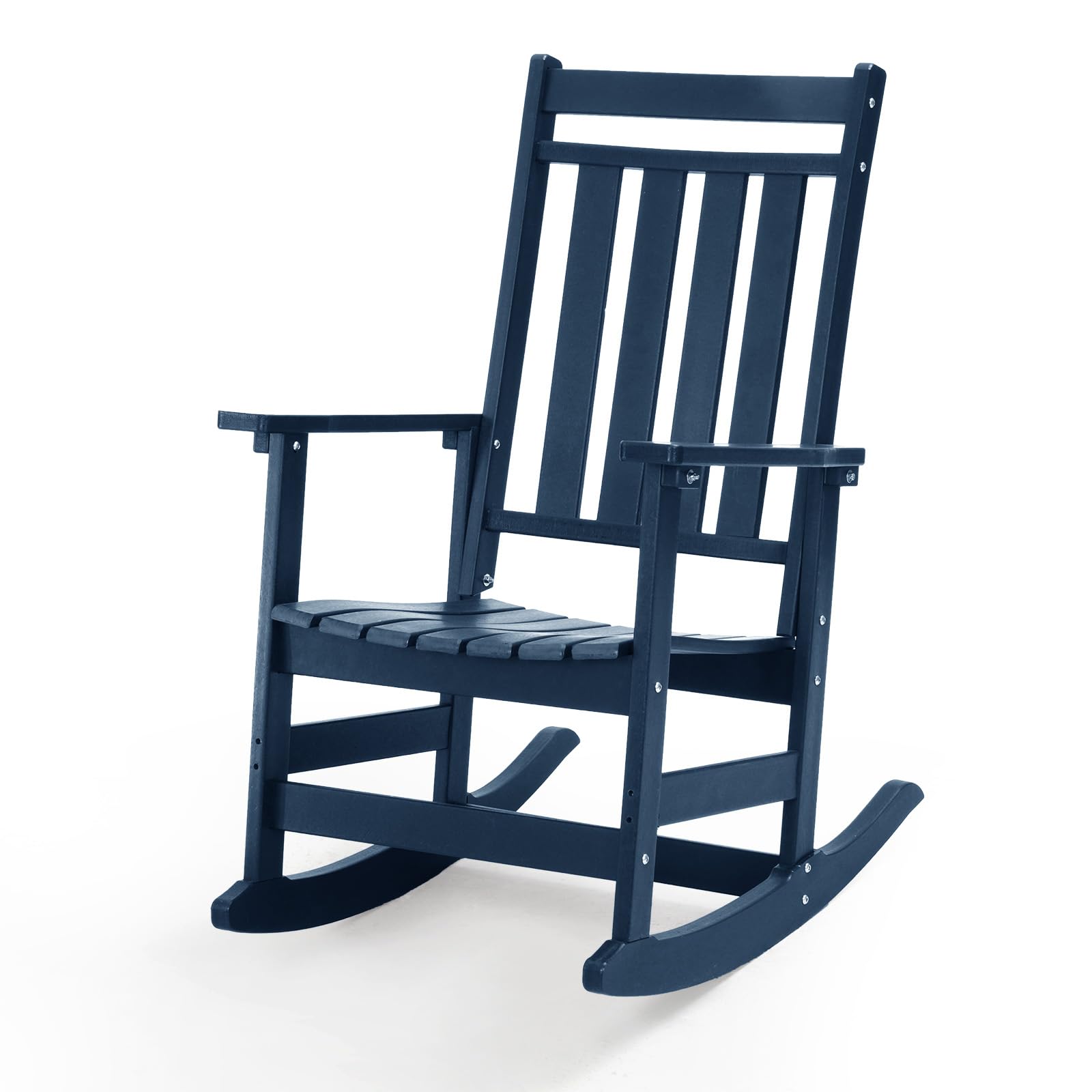 LETKIND Oversized Outdoor Rocking Chair,All Weather Rocker Chair with More Comfortable Seat Panel for Porch Patio Outside(Navy Blue)