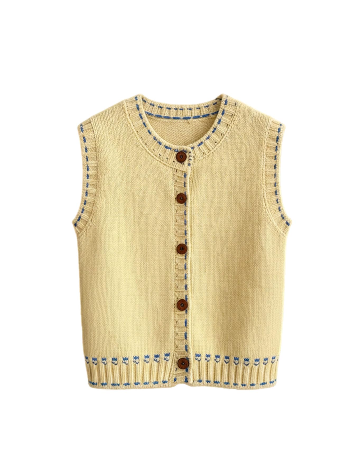 SOLY HUX Womens Button Down Sweater Vest Sleeveless Crew Neck Knit Tops Casual Fall Outfits