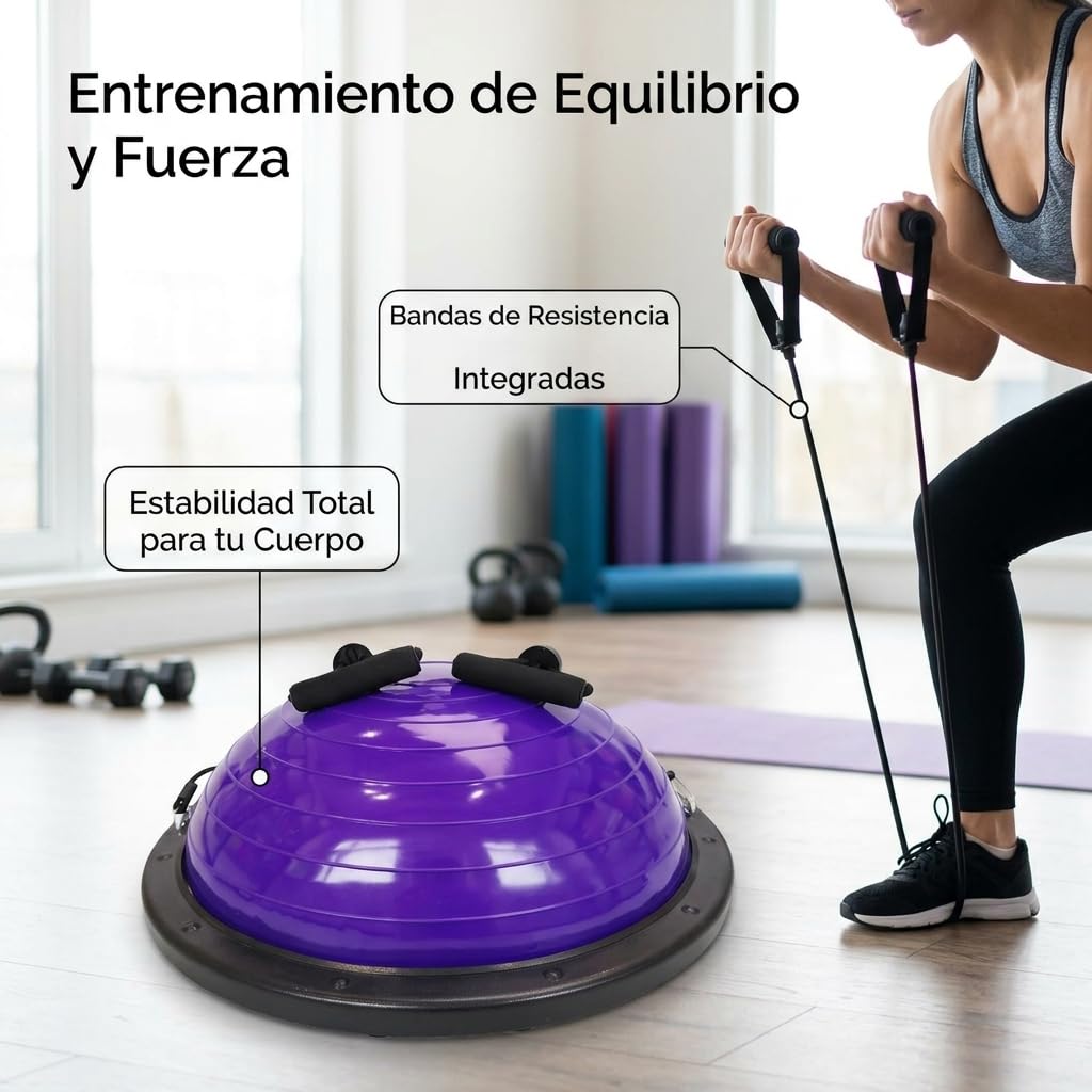 perfk Balón Equilibrio para Fitness con Soporte Peso Máximo y PVC Reforzado para Ejercicios Propiocepción y Coordinación Neuromuscular para Sesiones