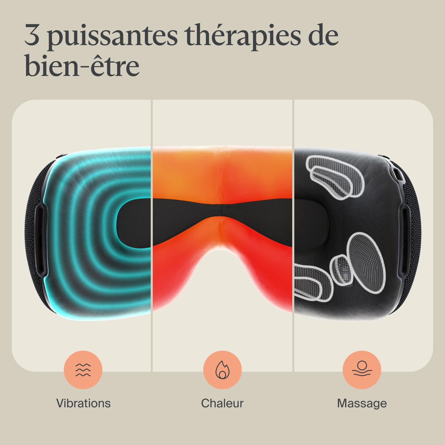 Therabody SmartGoggles 2.0 Masque Chauffant Pour Les Yeux, Masque De Sommeil Occultant & Massage Des Tempes Pour Relaxation Personnalisée - Soulagement Des Maux De Tête