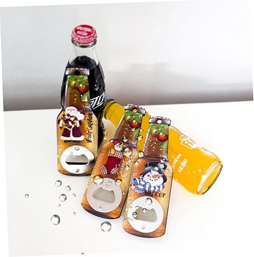 Miniatura 9 de SHOWERORO 3 piezas de decoración de cerveza abrebotellas de madera abrebotellas de Navidad abrebotellas regalo abrebotellas de cerveza suministros