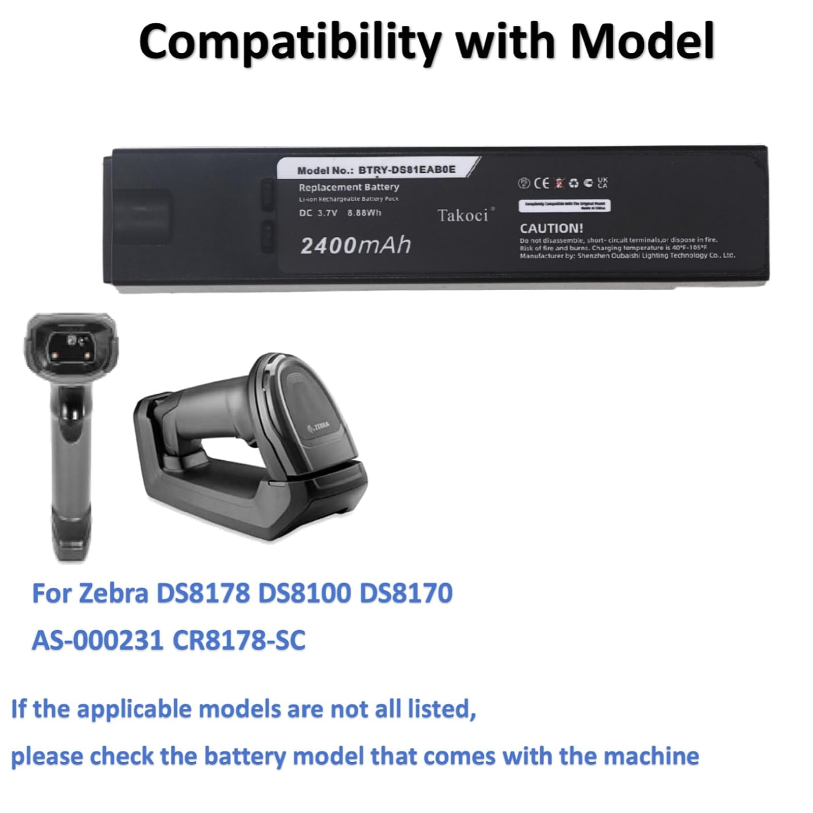 Youejoeq (10pcs) 2400mAh 71-176890-01 Lithium Ion Replacement Battery for ze-b-ra DS8178 DS8100 DS8170 Barcode scanning Collector Battery AS-000231 82-176890-01BTRY-DS81EAB0E-00