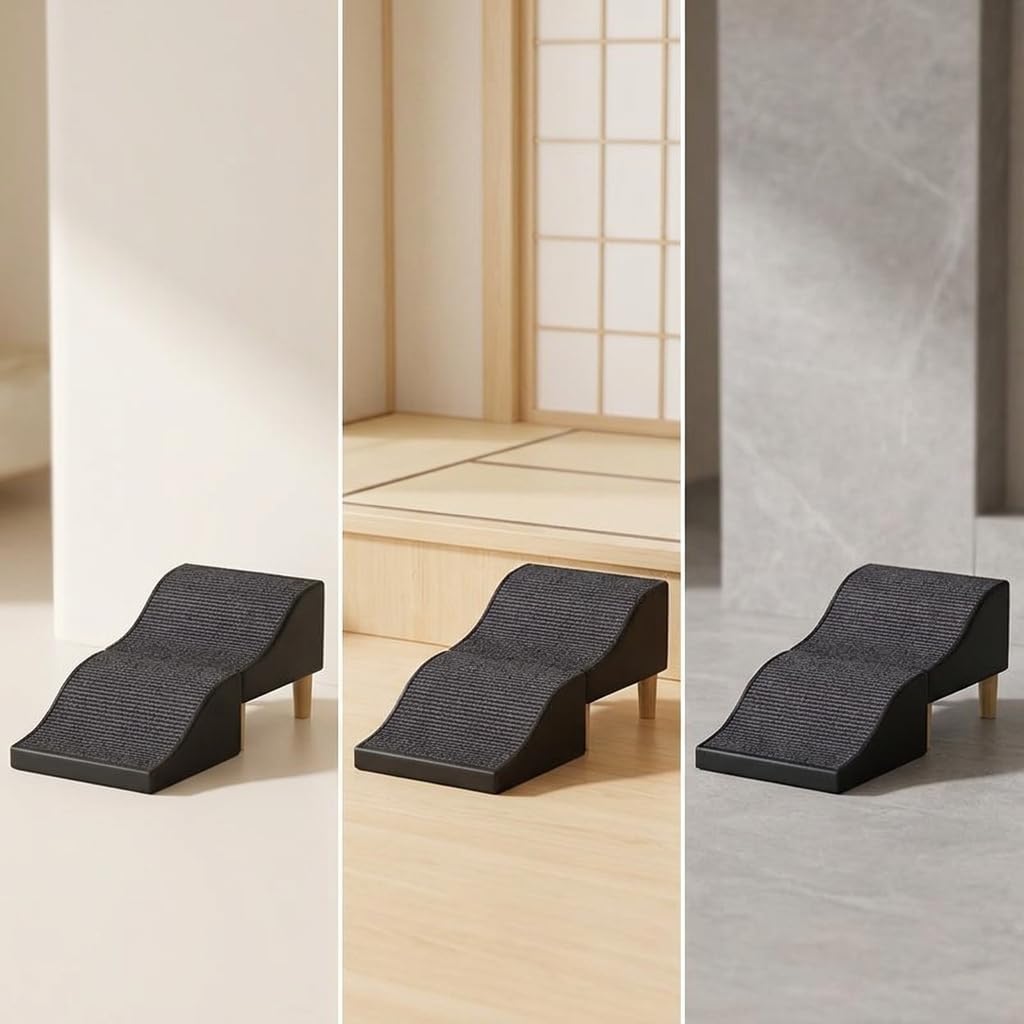 Rampa per Animali Domestici con Design Ondulato Pieghevole per Superficie Antiscivolo in Pelle Accessorio per Mobili Adatta per Divano Letto E, Nero, Onda