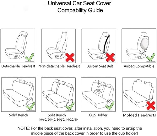 Miniatura 8 de LUCKYMAN CLUB J01-LH - Juego completo de fundas universales para asiento de automóvil, se adapta a la mayoría de los sedanes, SUV, camiones,