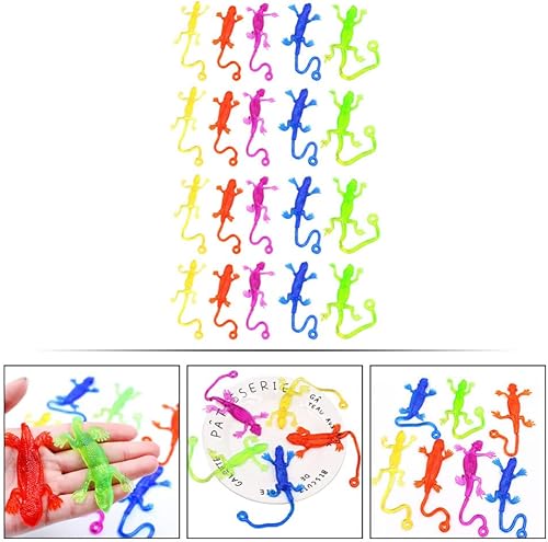 Miniatura 6 de Juguetes pegajosos de goma para reptiles de lagarto juguete para ansiedad, 20 unidades, mini juguetes de mano adhesivos, juguetes elásticos Gecko